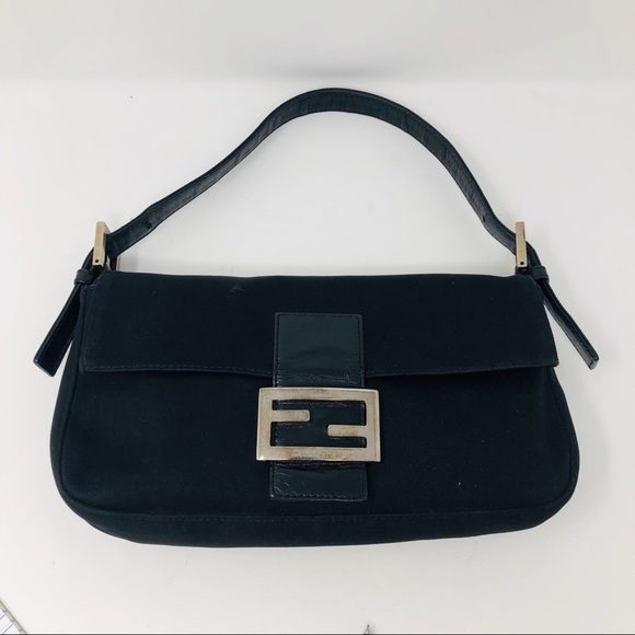 ❌SOLD❌ FENDI VINTAGE LEATHER TRIM BAGUETTE - Picture 2 of 8